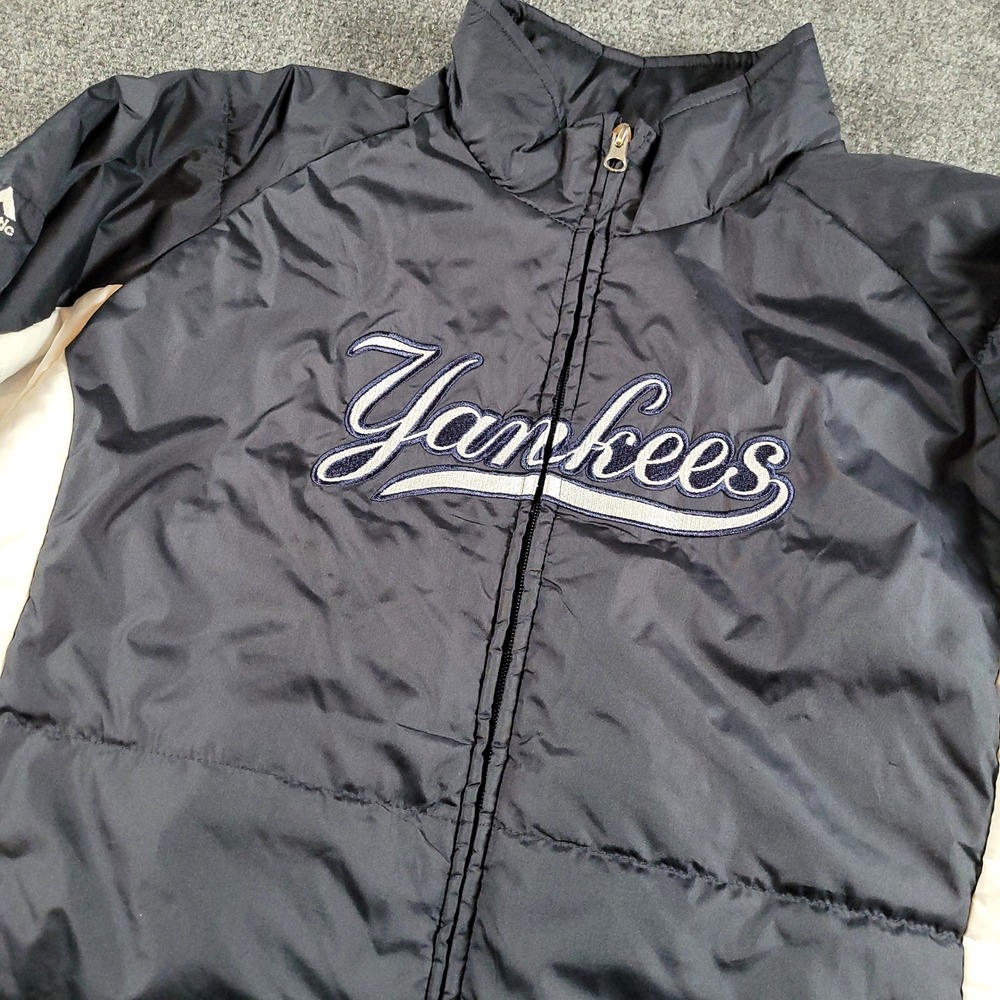 New York Yankees Puffer Jacket Kids XL 18 Navy Blue Majestic MLB Full Zip Quilt
